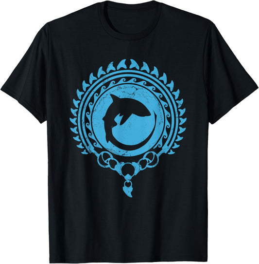Thresher Shark Polynesian Tribal Tattoo T-Shirt - T-Shirt | Black