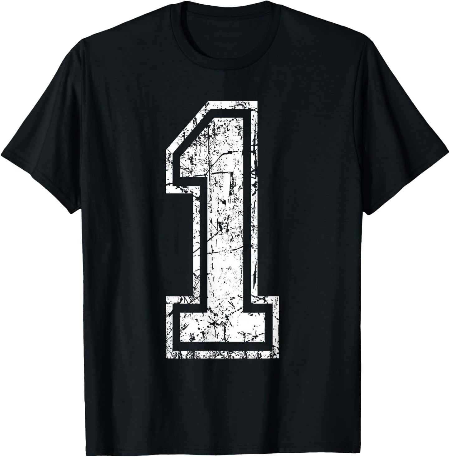 Sports Jersey Grunge Number 1 Team Player Birthday Gift T-Shirt - T-Shirt | Black