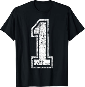Sports Jersey Grunge Number 1 Team Player Birthday Gift T-Shirt - T-Shirt | Black