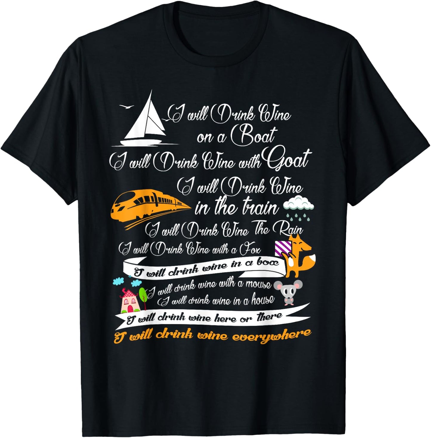 I Will Drink Wine on a Boat I Will Drink Wine Gift Shirt T-Shirt - T-Shirt | Black