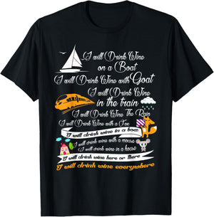 I Will Drink Wine on a Boat I Will Drink Wine Gift Shirt T-Shirt - T-Shirt | Black