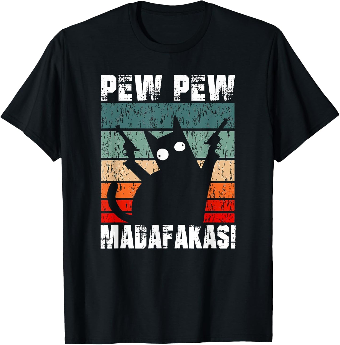 Vintage PewPewPew Mada-fakas Funny Pew Crazy Cat Lovers Women T-Shirt - T-Shirt | Black
