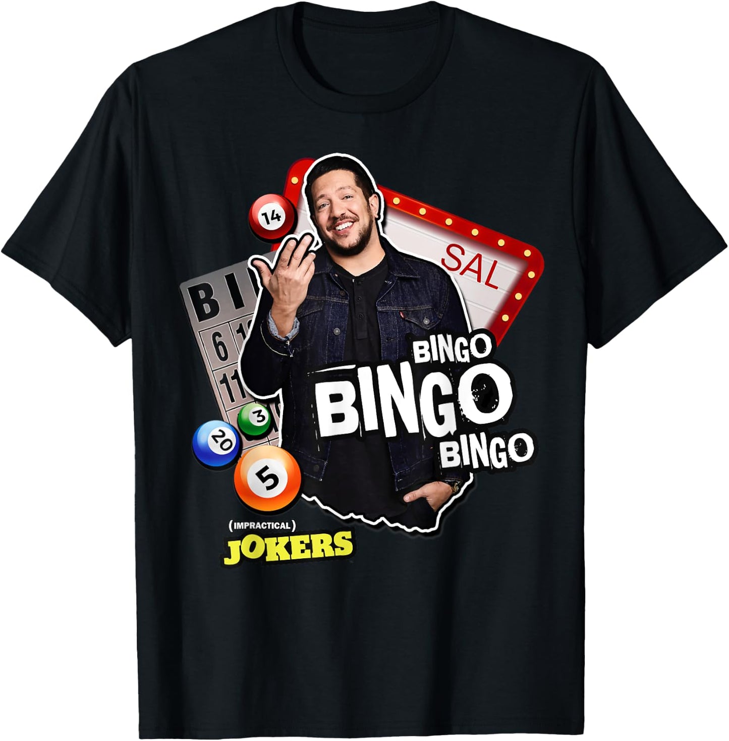Funny Sal's Bingo Punishment Impractical Jokers T-Shirt - T-Shirt | Black