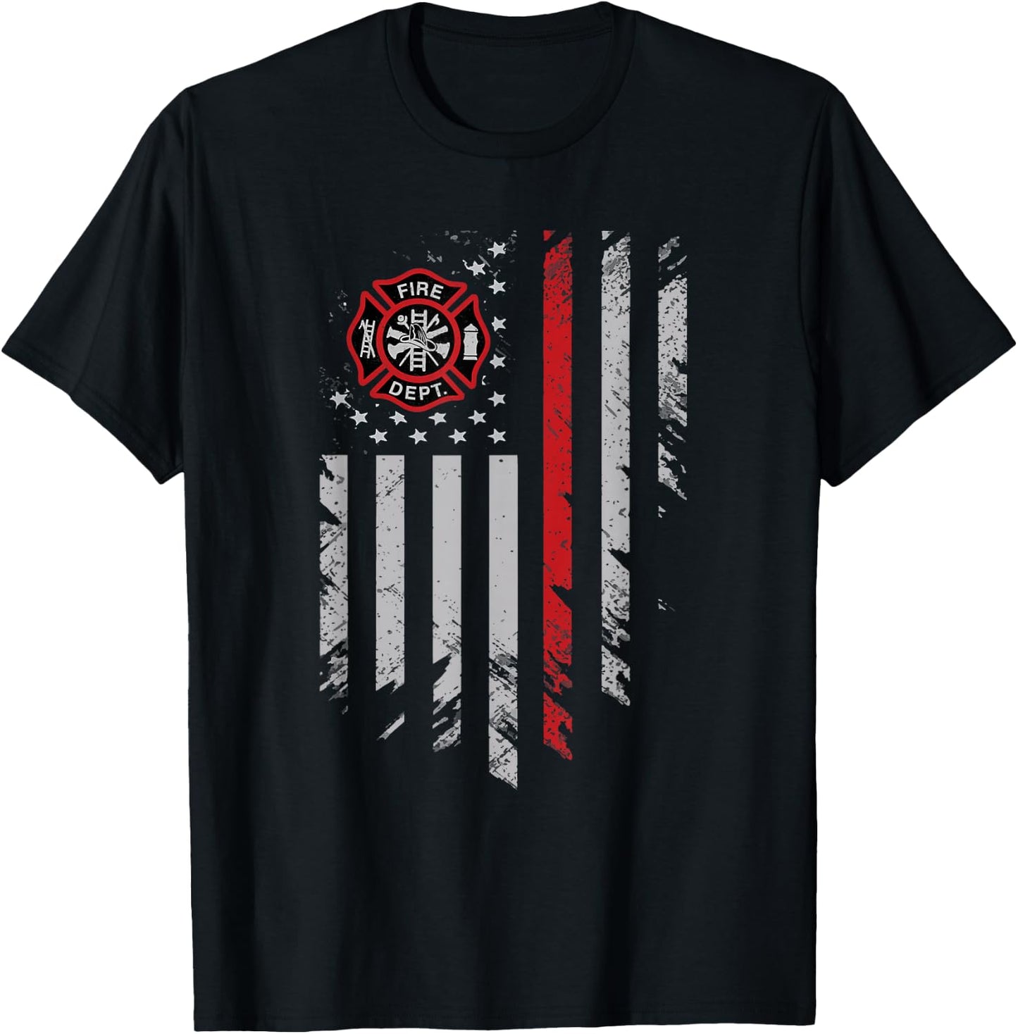 Thin Red Line Firefighter T shirt American Flag Shirt T-Shirt - T-Shirt | Black