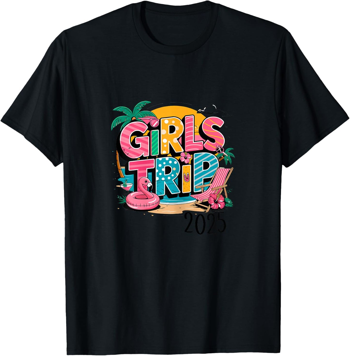 Girls trip 2025 weekend vacation matching group party T-Shirt - T-Shirt | Black