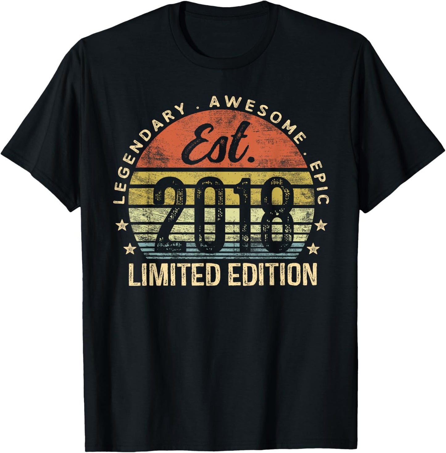 Est 2018 Limited Edition 7th Birthday Gifts 7 Year Old T-Shirt - T-Shirt | Black