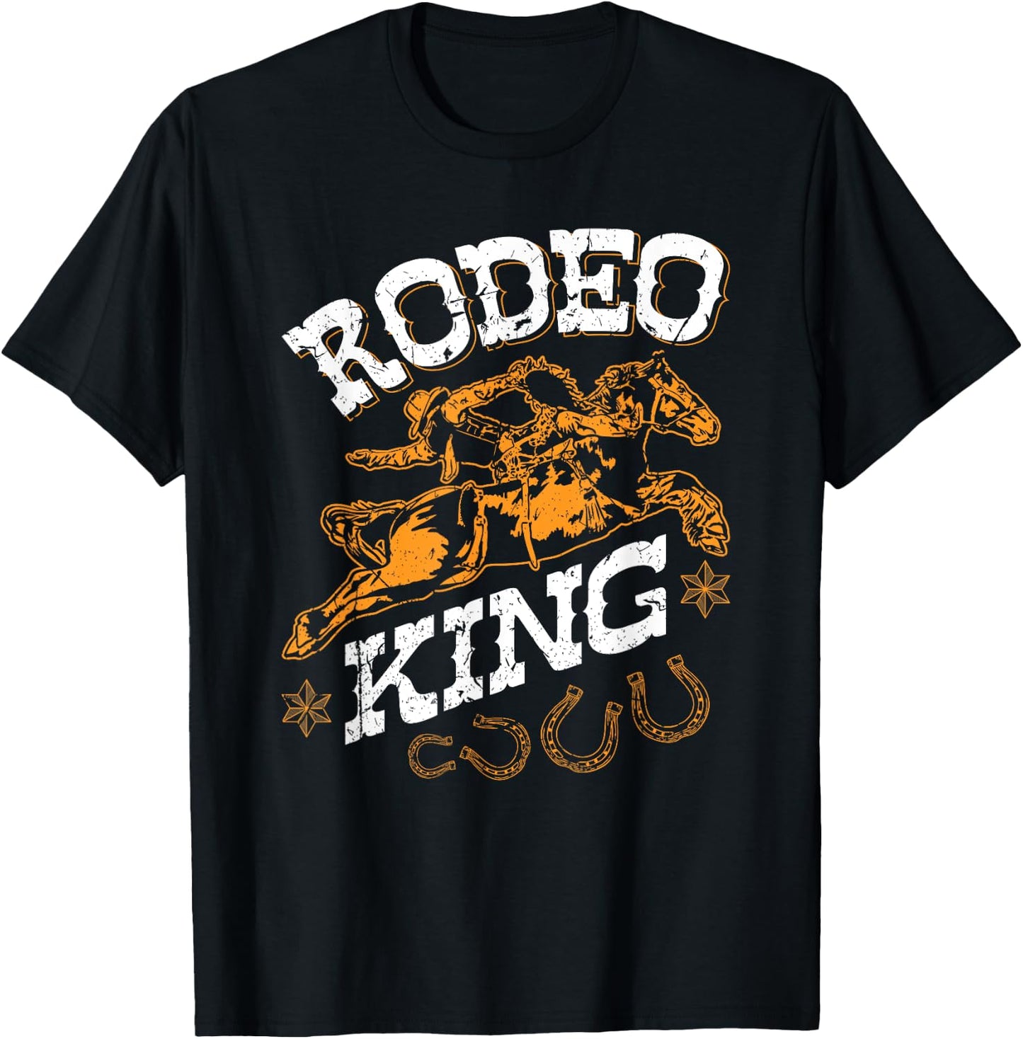 Rodeo King, Vintage Bronc Riding Bucking Horse Rodeo Western T-Shirt - T-Shirt | Black
