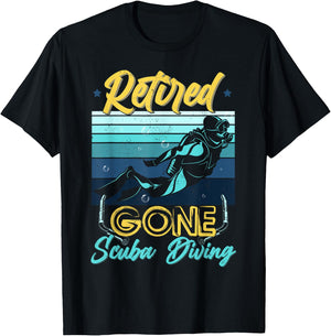 Retired Gone Scuba Diving Gear Retirement Gift T-Shirt - T-Shirt | Black