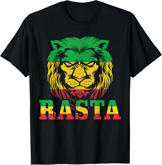 Rasta Lion Of Judah Reggae Music Rastafari Jamaica Gift T-Shirt - T-Shirt | Black