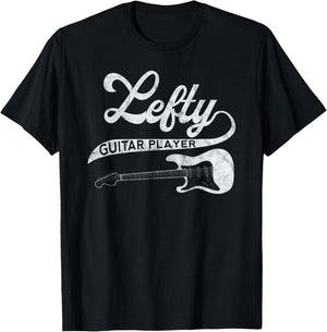 Left Handed Guitarist Lefty Guitar Player Retro Band Member T-Shirt - T-Shirt | Black