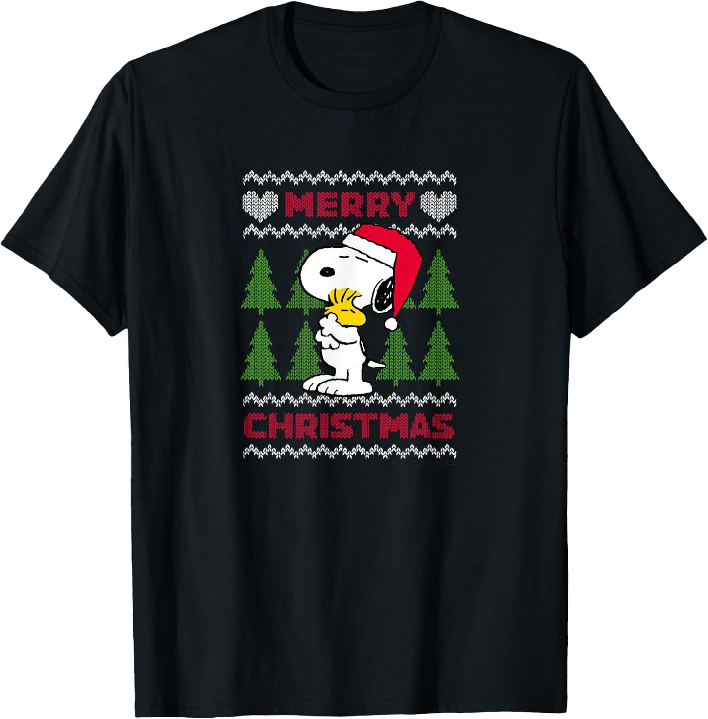 Peanuts - Christmas Snoopy Sweater T-Shirt - T-Shirt | Black