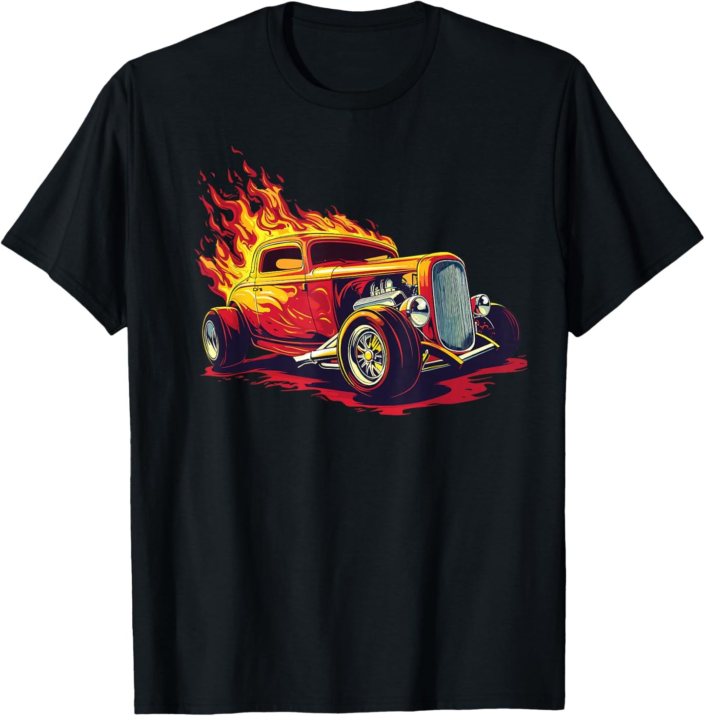 Classic Hotrod Retro Car Illustration Hotrod T-Shirt - T-Shirt | Black