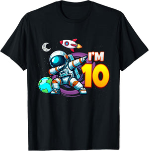 Kids I'm 10 For 10 Year Old Boy Space Astronaut 10th Birthday T-Shirt - T-Shirt | Black