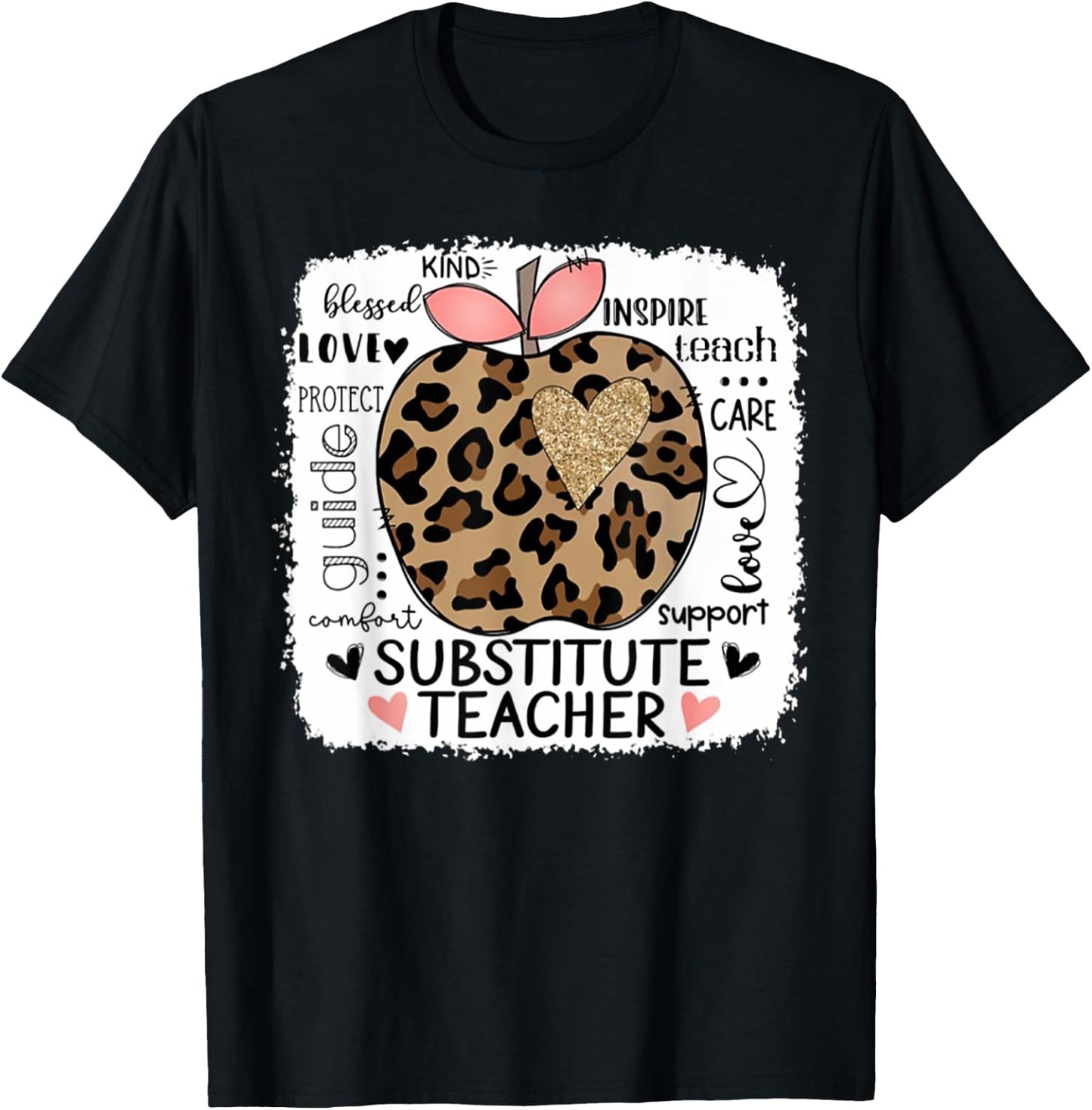 Protect Guide Care Love Support Comfort Substitute Teacher T-Shirt - T-Shirt | Black