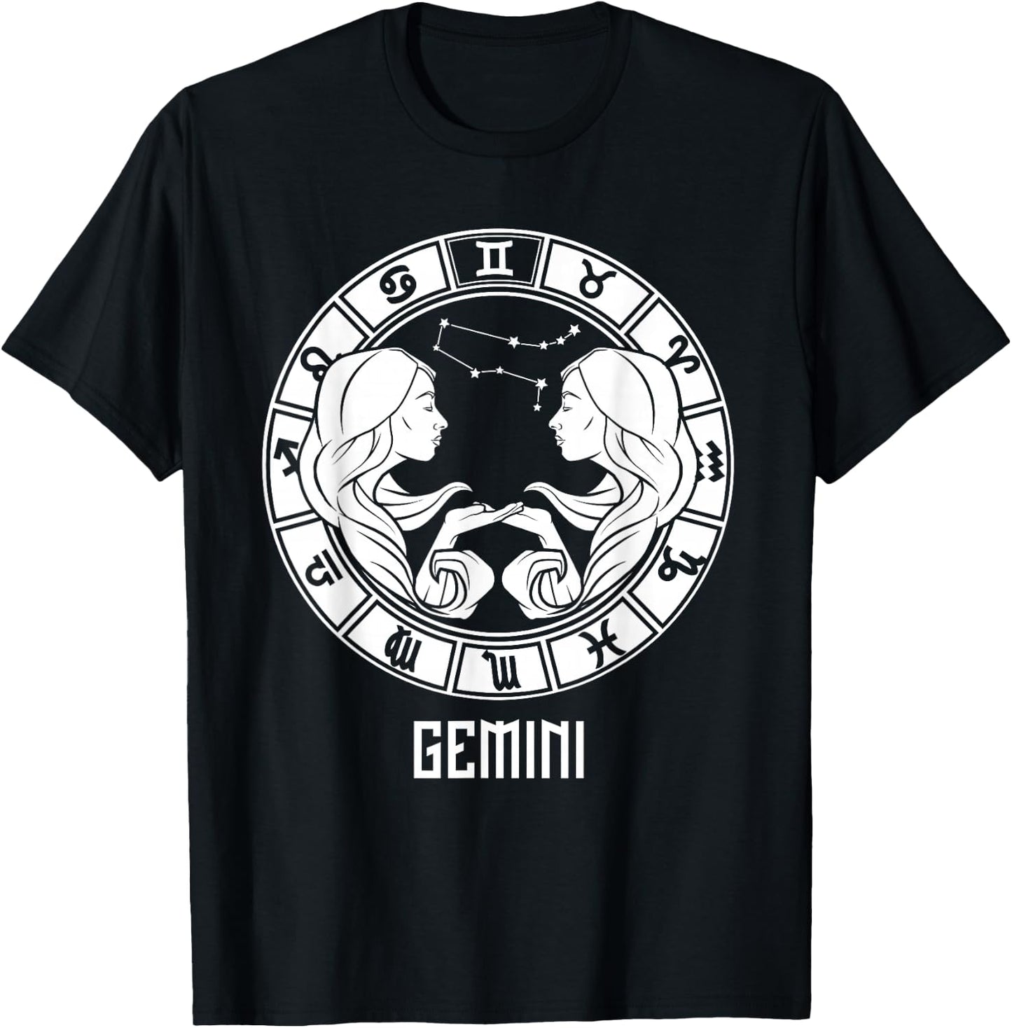Gemini Zodiac Sign May June Birthday Horoscope T-Shirt - T-Shirt | Black