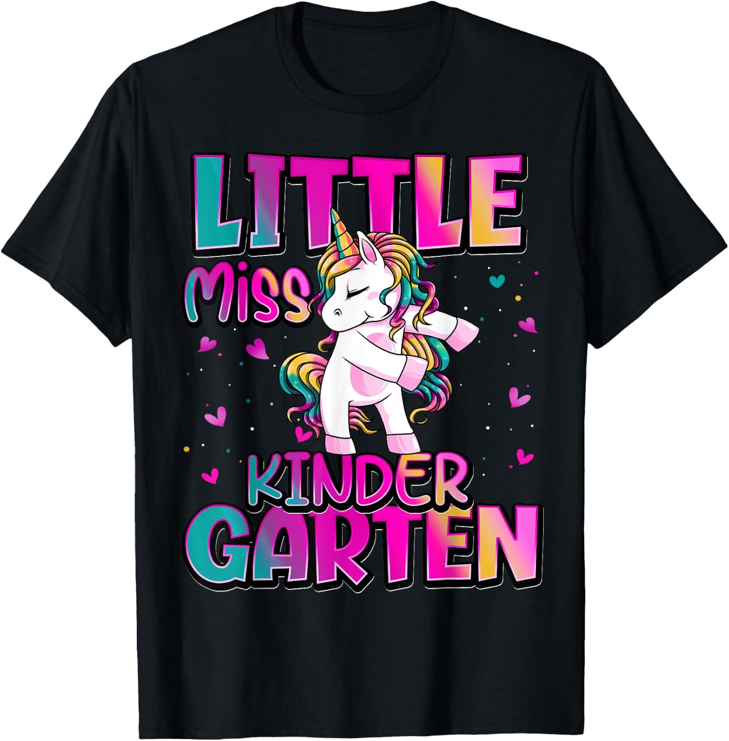 Little Miss Kindergarten Back To School Girls Kindergarten T-Shirt - T-Shirt | Black