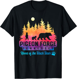Pigeon Forge Tennessee Bear Great Smoky Mountains Tie Dye T-Shirt - T-Shirt | Black