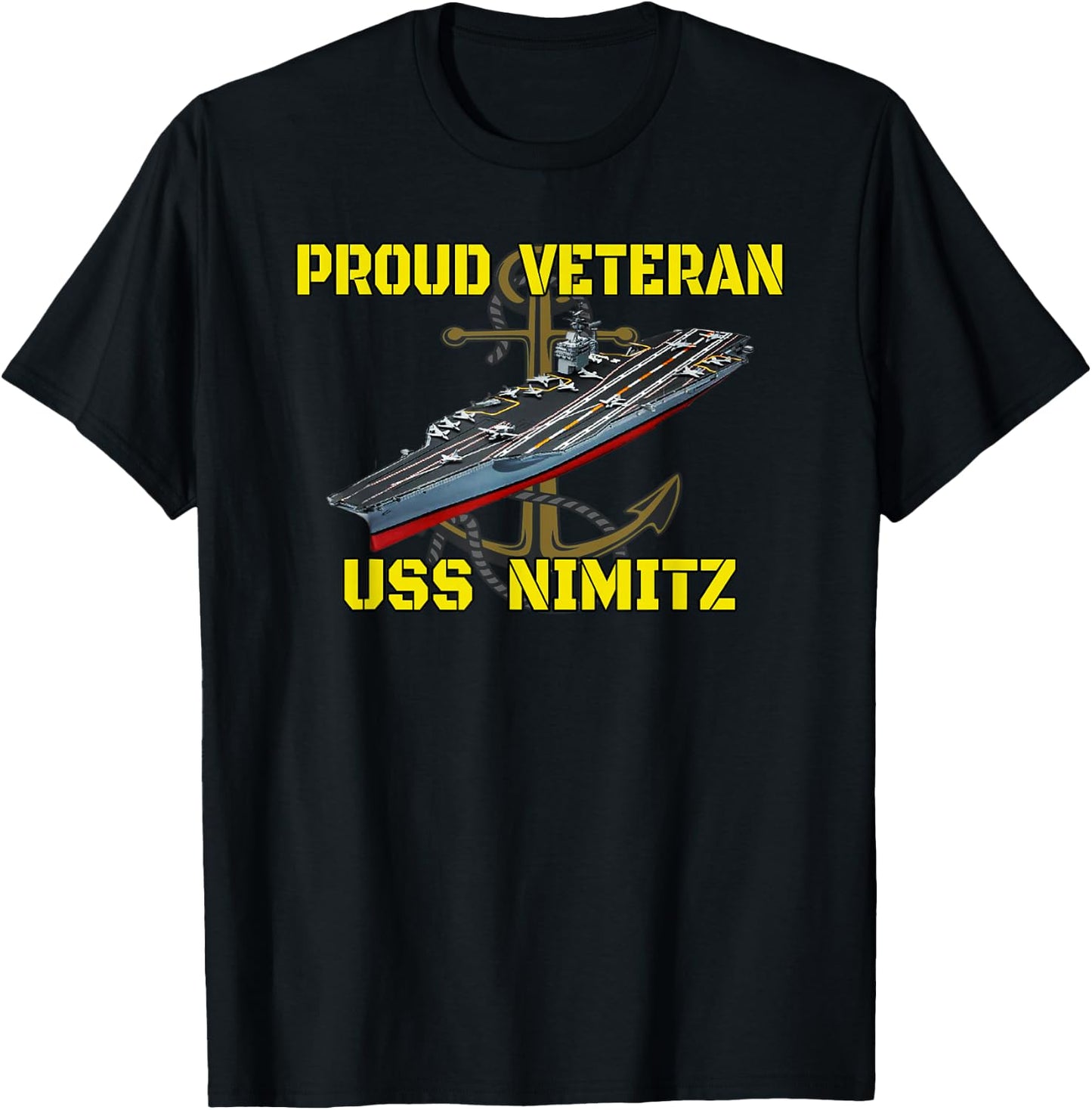 Aircraft Carrier USS Nimitz Veterans Day Fathers Day Grandpa T-Shirt - T-Shirt | Black