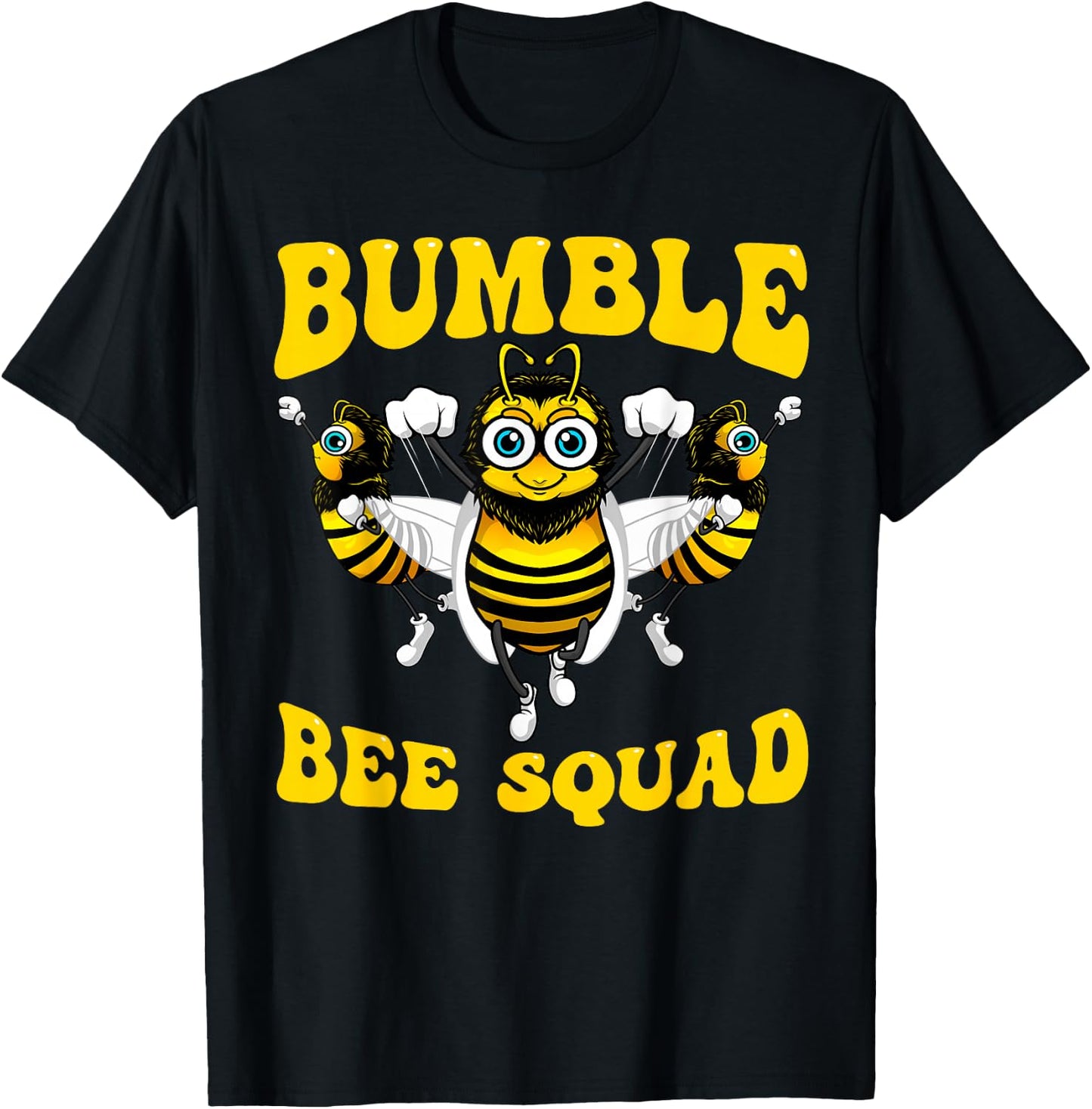 Funny Bumble Bee Design For Kids Men Women Bee Squad Buddies T-Shirt - T-Shirt | Black