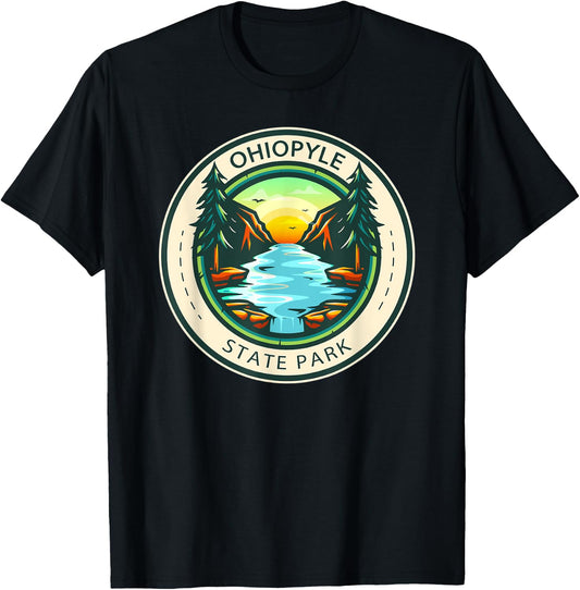 Ohiopyle State Park Pennsylvania Vintage Badge T-Shirt - T-Shirt | Black