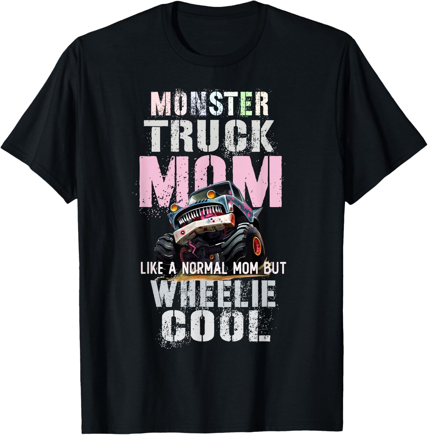 Vintage MONSTER Truck MOM Like Normal Mama of Birthday Boy T-Shirt - T-Shirt | Black