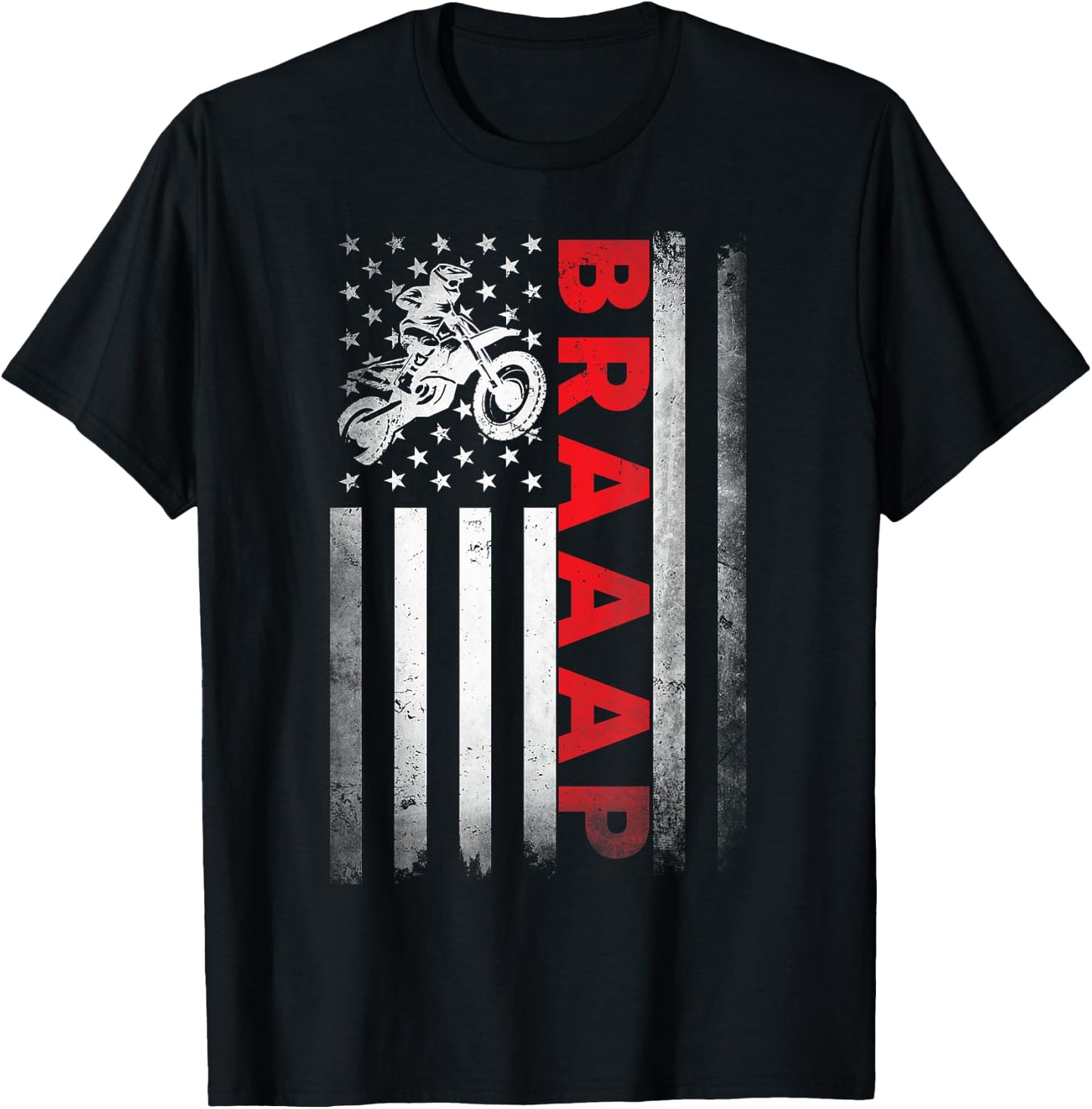 Dirt Bike Racing USA US American Flag Botocross Boys Youth T-Shirt - T-Shirt | Black