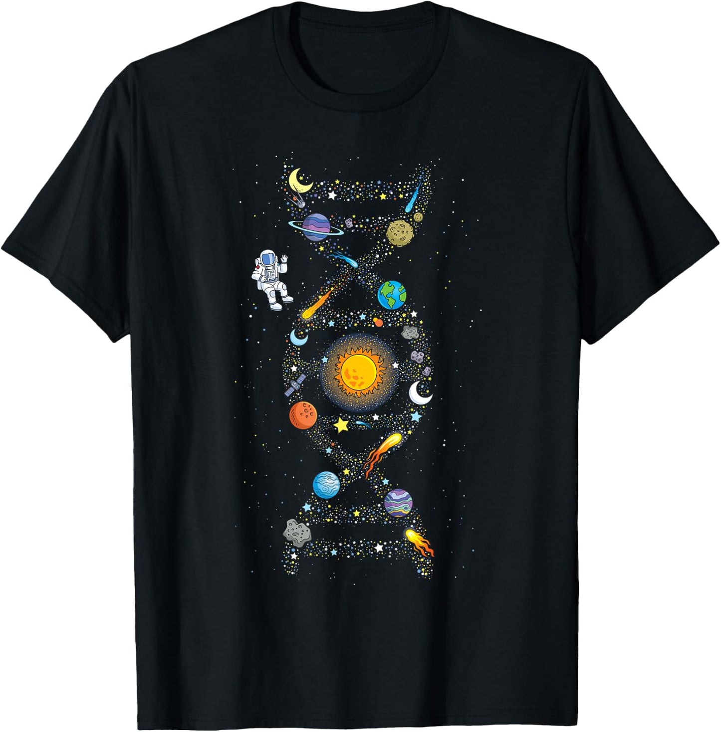 Solar System DNA Space Planets Science Universe Astronaut T-Shirt - T-Shirt | Black