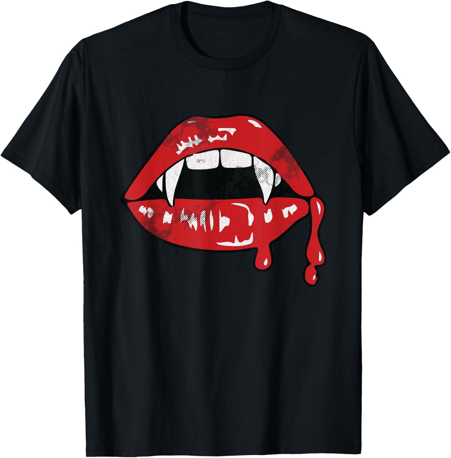 Vampire Lips Lazy Halloween Costume Blood Fangs T-Shirt - T-Shirt | Black