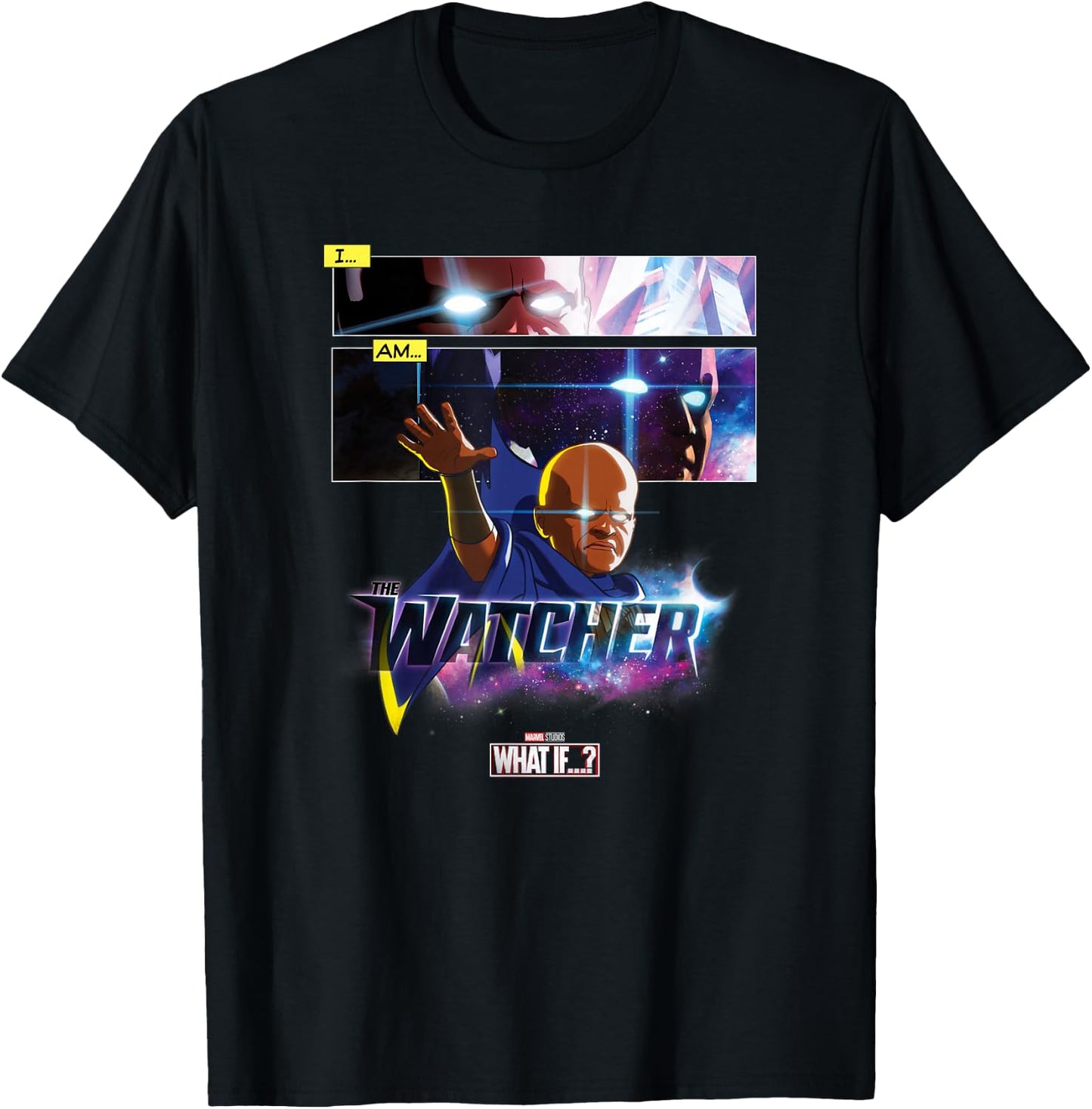 Marvel What If The Watcher Reaching Out Comic Panels T-Shirt - T-Shirt | Black
