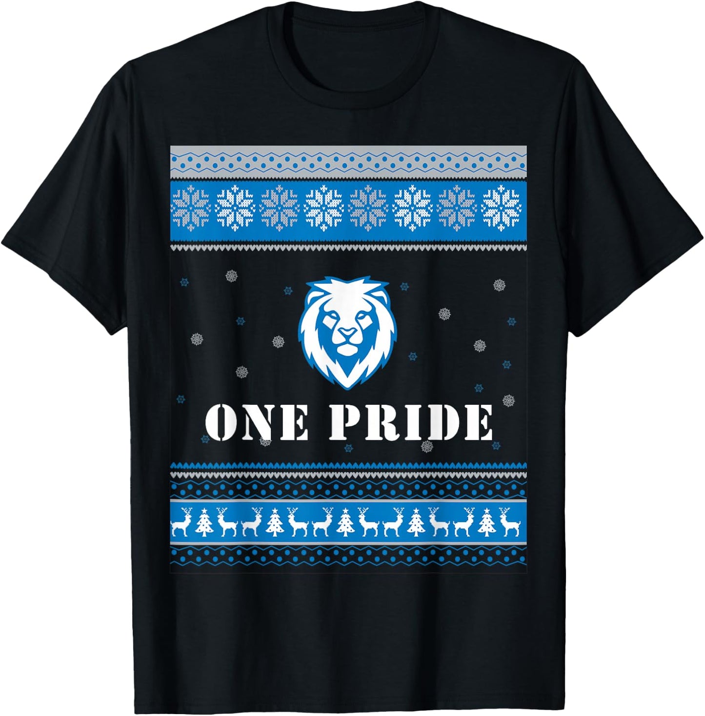 One Pride Lions Head Ugly Christmas Sweater T-Shirt - T-Shirt | Black