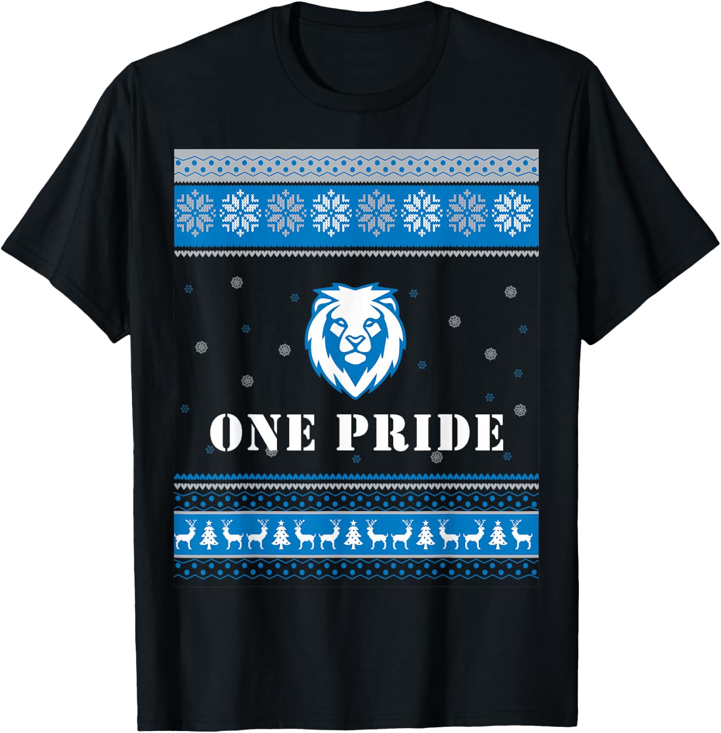 One Pride Lions Head Ugly Christmas Sweater T-Shirt - T-Shirt | Black