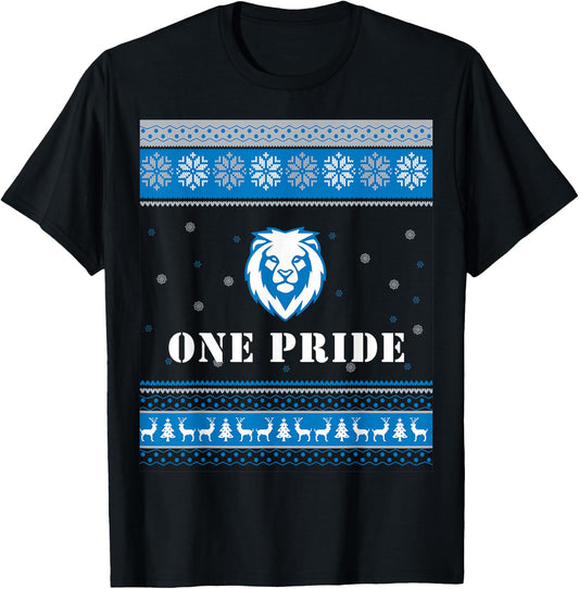 One Pride Lions Head Ugly Christmas Sweater T-Shirt - T-Shirt | Black