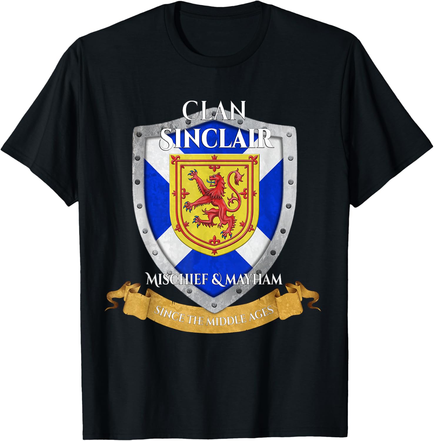 Sinclair Scottish Family Clan Scotland Shield T-Shirt - T-Shirt | Black