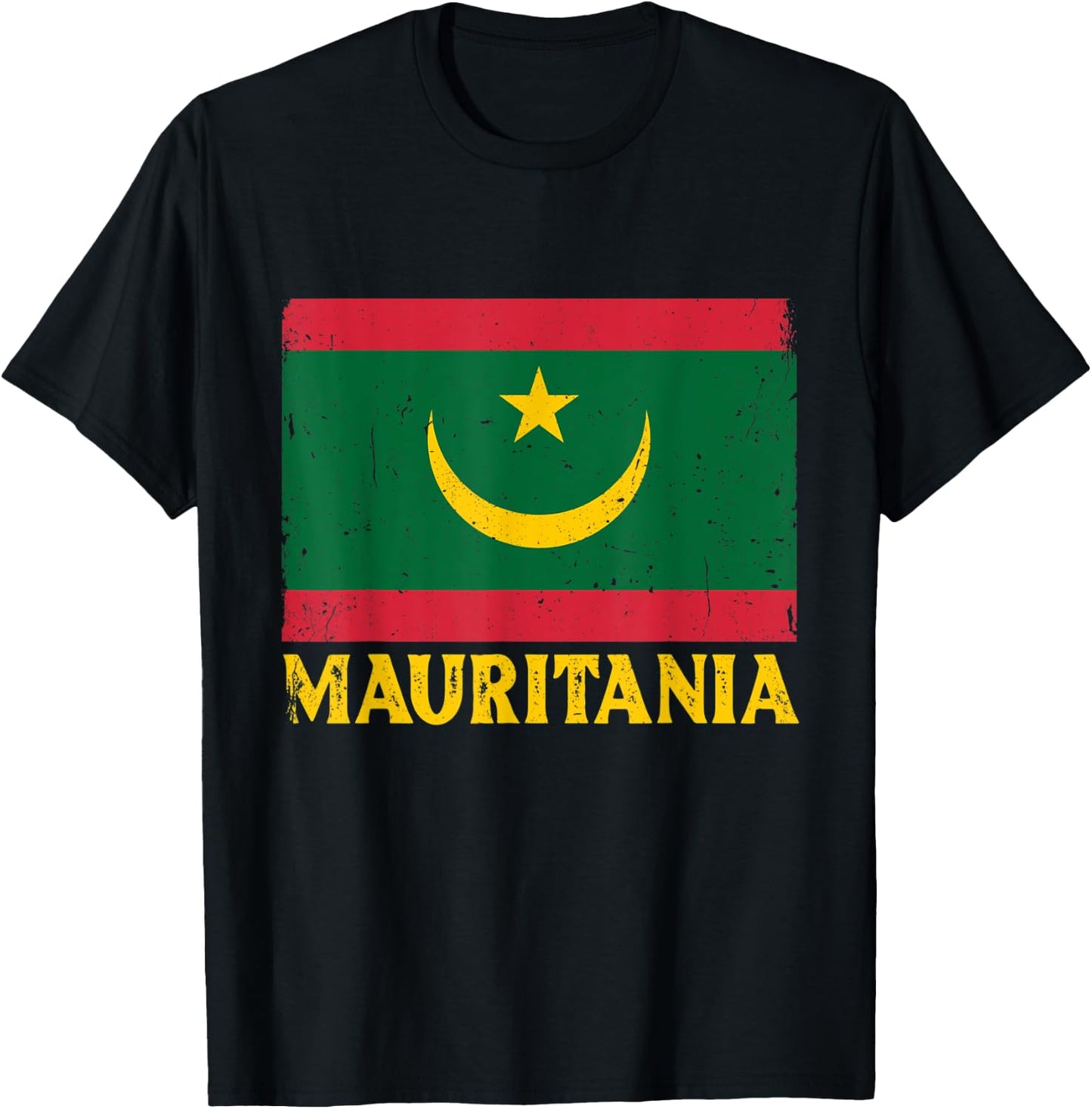 Distressed Retro Mauritania Flag Men Women Kids Patriotic T-Shirt - T-Shirt | Black