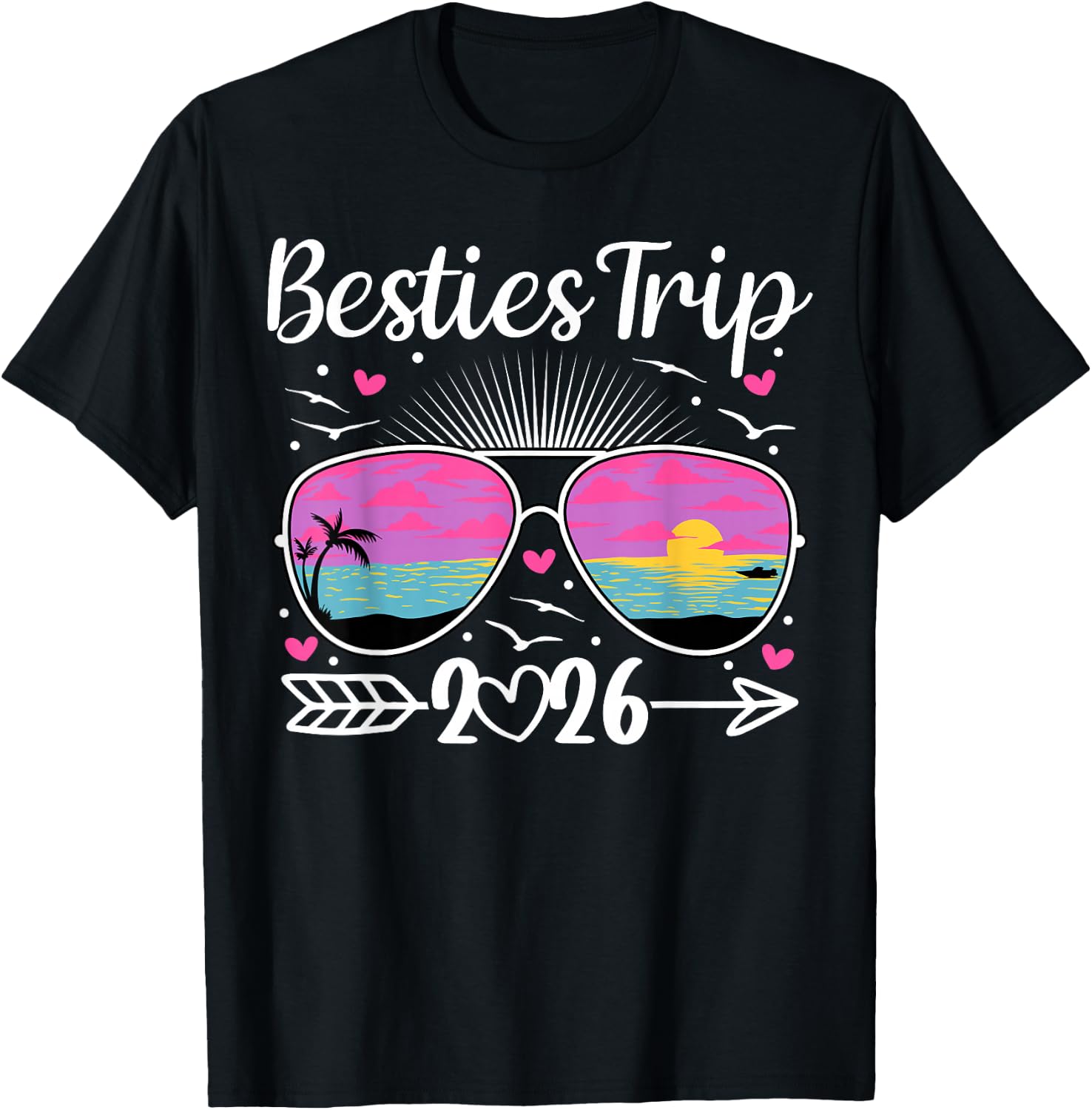 Besties Trip 2026 Vacation Travel Best Friend Night Out T-Shirt - T-Shirt | Black