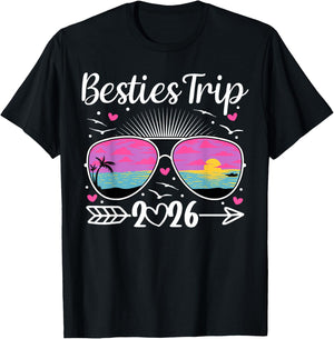 Besties Trip 2026 Vacation Travel Best Friend Night Out T-Shirt - T-Shirt | Black