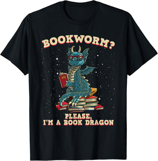 Funny Bookworm Gift Women Book Dragon Reader Library T-Shirt - T-Shirt | Black