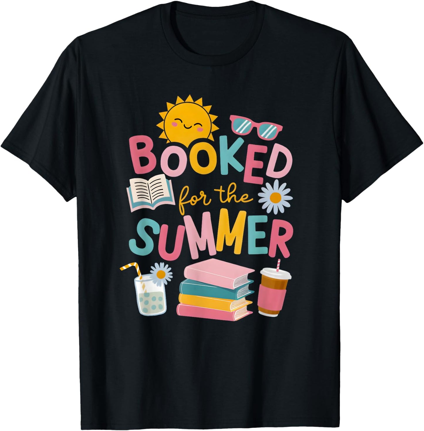 Booked for the Summer Bookish Girly Women’s Book Lover T-Shirt - T-Shirt | Black