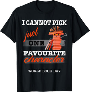 World Book Day, Cute Book Character T-Shirt - T-Shirt | Black