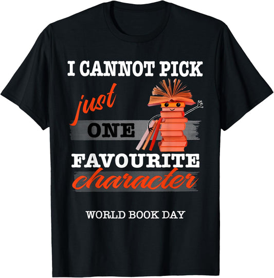 World Book Day, Cute Book Character T-Shirt - T-Shirt | Black
