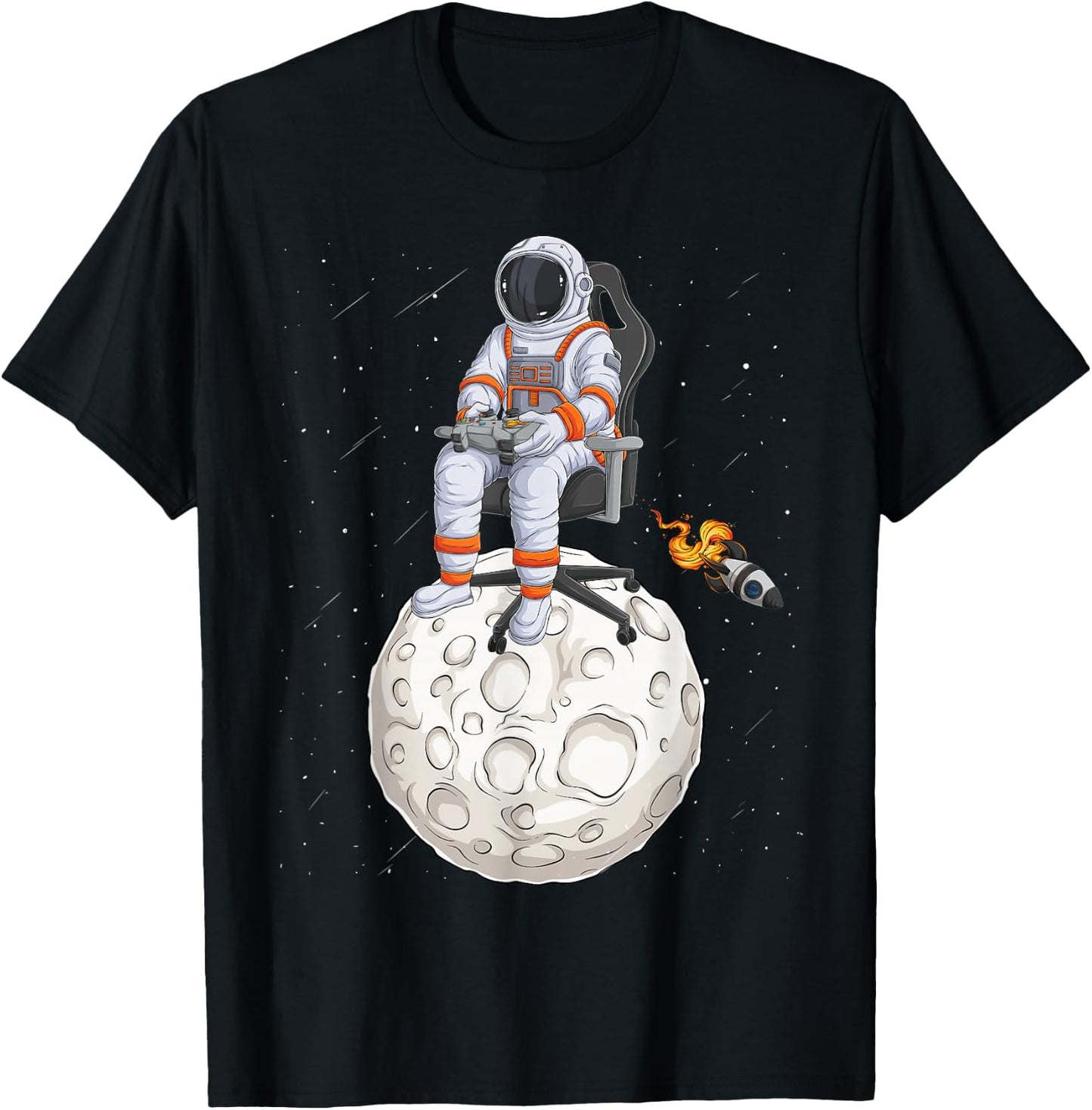 Astronaut Gamer Outer Space Men kids Gaming System Planets T-Shirt - T-Shirt | Black