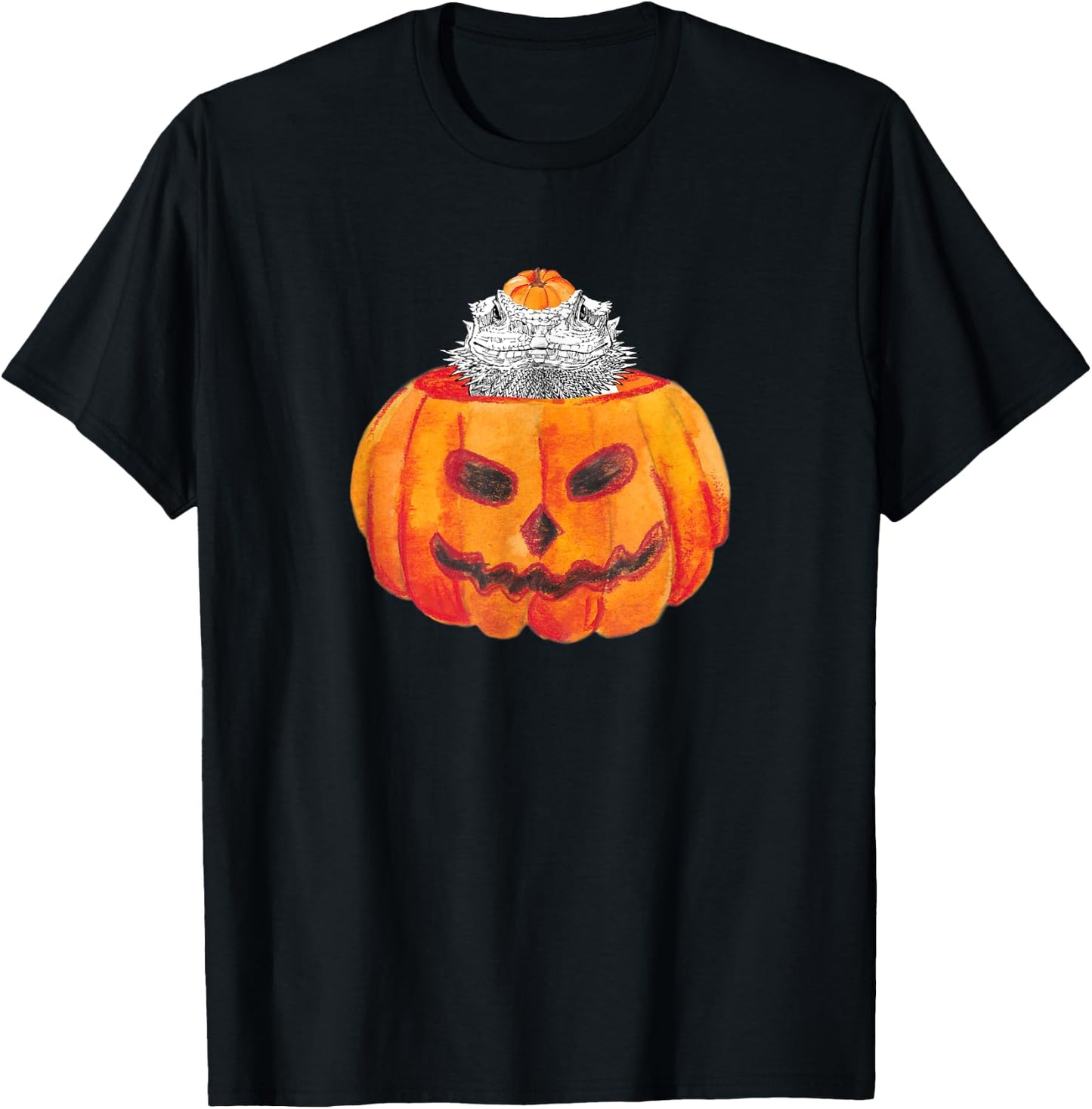 Bearded Dragon Happy Halloween Pumpkin Reptile Animal Lover T-Shirt - T-Shirt | Black