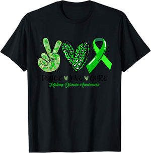 Peace Love Cure Ribbon Kidney Disease Awareness T-Shirt - T-Shirt | Black