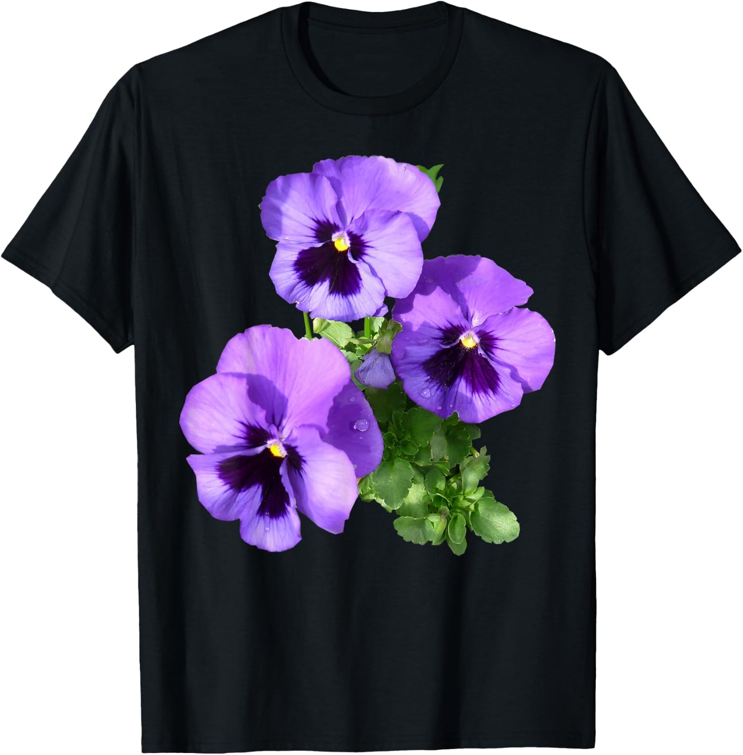 Vintage Pansies Flowers Gardener & Pansy Lover T-Shirt - T-Shirt | Black