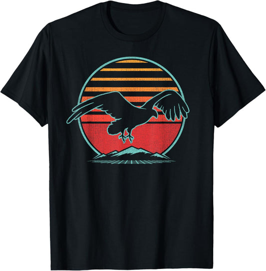 Hawk Retro Osprey Vintage 80s Style Birding Gift T-Shirt - T-Shirt | Black
