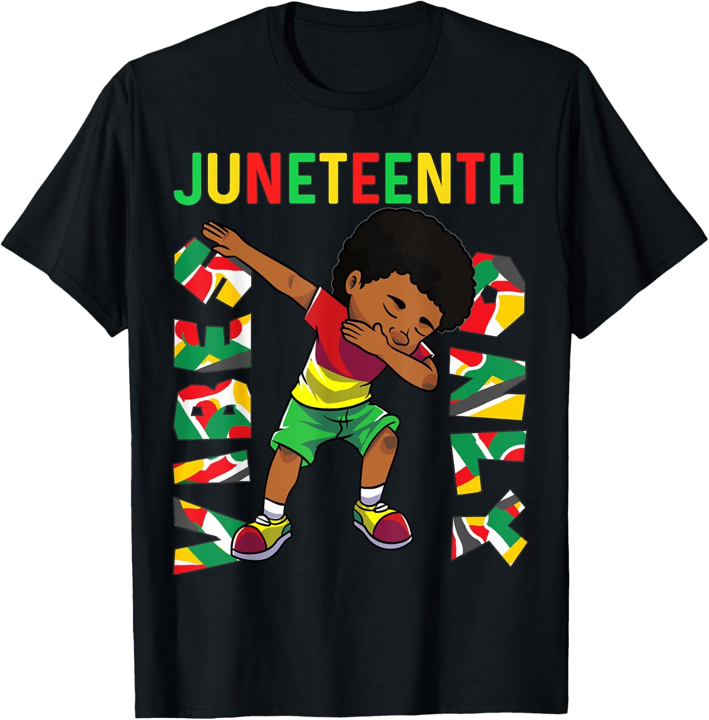 Juneteenth 1865 Dabbing Vibes Only Black African Boys kids T-Shirt - T-Shirt | Black
