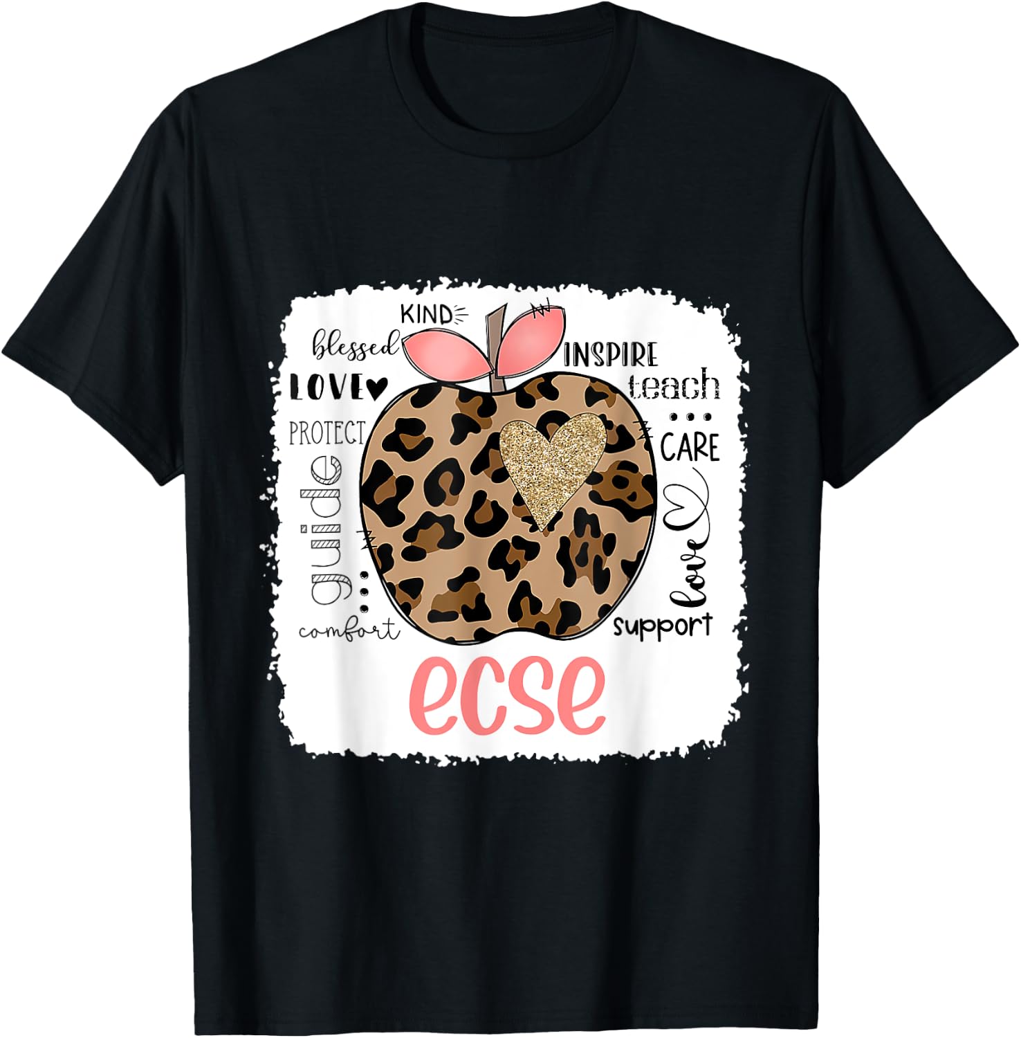 Leopard Teacher 2022 It Last Day Of School ECSE T-Shirt - T-Shirt | Black