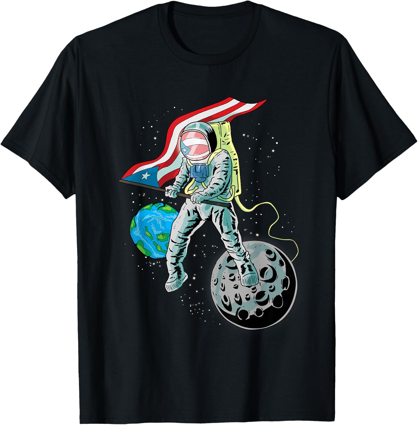 Puerto Rico Pride Boricua aunque Naciera en la Luna T-Shirt - T-Shirt | Black
