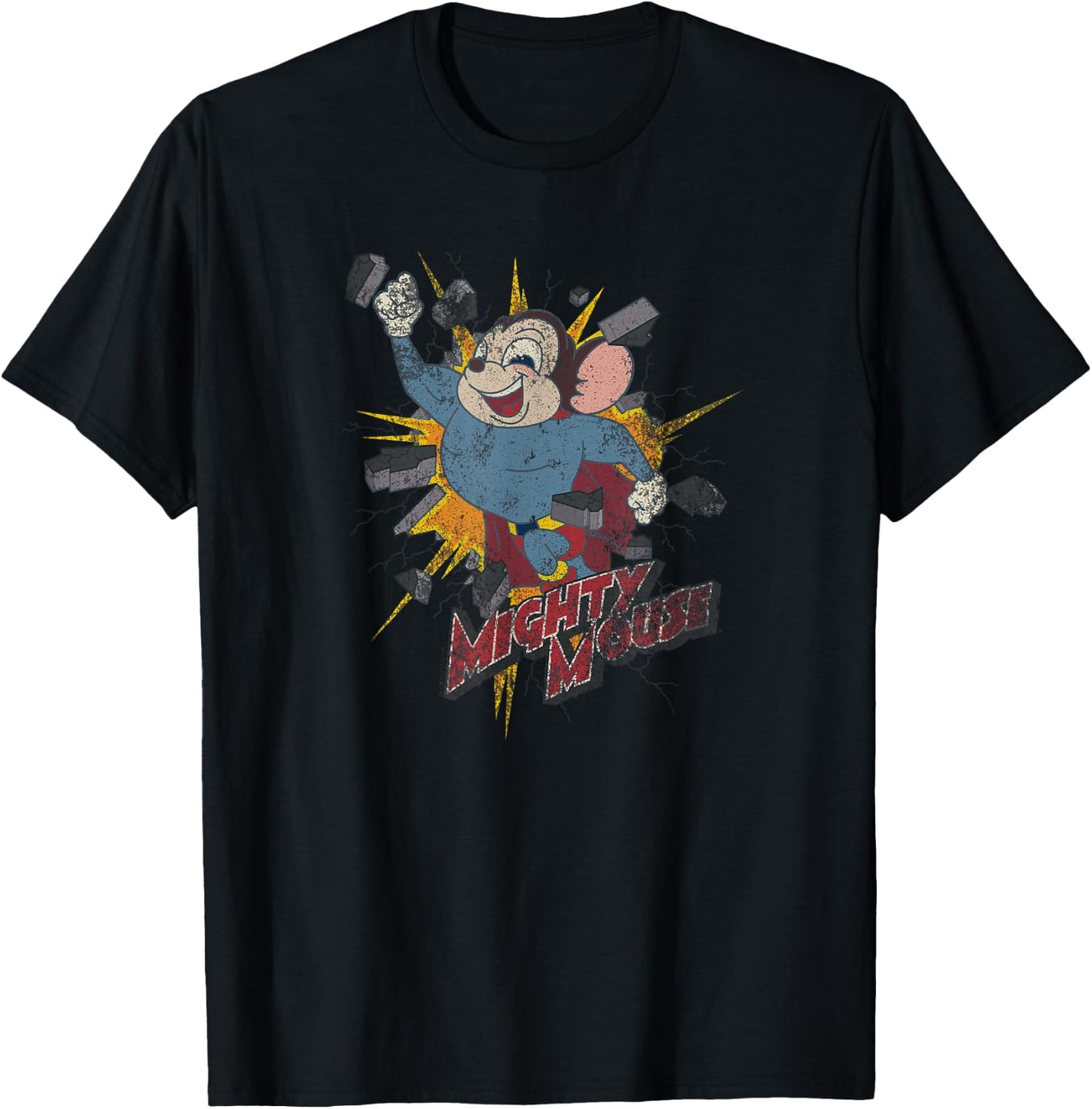 Mighty Mouse Break Through T-Shirt - T-Shirt | Black