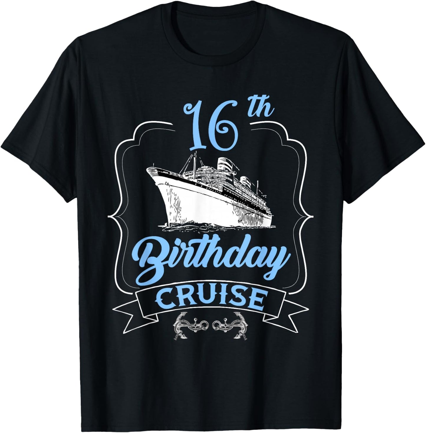 16th Birthday Cruise Ship Sailing Teens Boys Girls Cruising T-Shirt - T-Shirt | Black